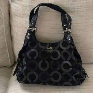 Coach, Black with grey light and darker C. Authentic. Lightly used